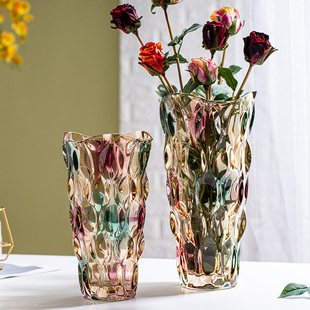 花瓶摆件客厅插花透明插花水养玻璃瓶ins风宽口，网红大富贵竹花瓶