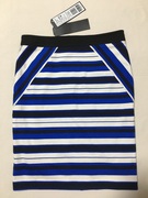  气质蓝色条纹直筒包臀包身半身裙短裙 优雅知性通勤OL