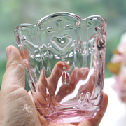 花瓣zakka欧式水晶复古浮雕粉色少女心玻璃清新甜品碗冰淇淋杯子