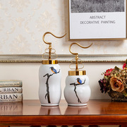 工艺品摆件新中式陶瓷家居饰品软装北欧风创意客厅花瓶三件套花瓶