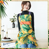 布艺棉麻彩色手绘风系列无袖家居厨房烘焙围裙防水围腰厨师罩衣