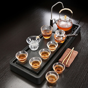 轻奢茶盘家用套装一体小型茶海排水式茶托功夫茶具电陶炉茶台