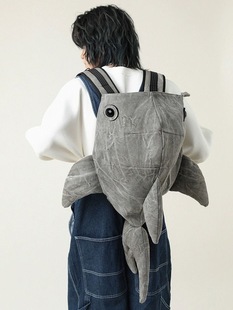 2024中号潮流动物园鲸鲨鱼双肩包鲸鱼小众款潮牌男女书包背包