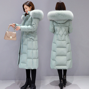 2023冬季毛领羽绒棉服，女中长款时尚，韩版修身过膝加厚保暖外套