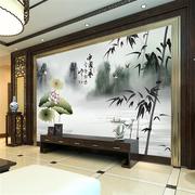 3d立体中式水墨荷花定制壁画客厅竹子，山水5d电视背景墙纸墙布壁纸