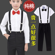 儿童礼服男童钢琴，表演花童演出服装生日周岁，白衬衫黑色西裤套装男