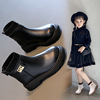 女童靴子儿童马丁靴，2023秋冬中大童，女孩短靴纯色毛线口中筒靴