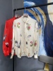 e米白正红两色，仙鹤花朵领口飘带，长袖衬衫eai1top066