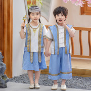 儿童民族风套装夏季汉服，傣族苗族服饰男女幼儿园异域风情演出服