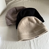 包头帽(包头帽)米色优雅保暖可折叠小檐毛线，帽秋冬女士优雅羊毛针织套头帽