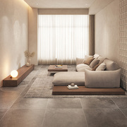 纳威2023年日式原木侘寂风地台面包布艺沙发，客厅极简创意家具