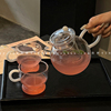 复古ins风耐热玻璃花茶壶下午茶，水果茶壶功夫茶具套装圆润凉水壶