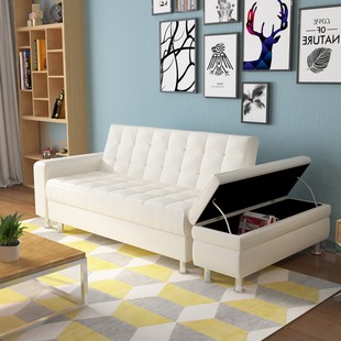 香港小户型皮艺带储物沙发多功能双人折叠客厅书房两用梳化床