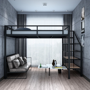 小户型高品质承重高架床下空小空间上床下桌复式二楼楼阁床钢架子