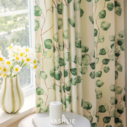 YASHLIE  金钱兜雪尼尔植物印花窗帘复古美式田园风清新客厅卧室