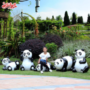 园区摆件熊猫雕塑户外仿真动物园林景观，小品公园花园草坪装饰摆件