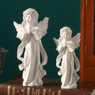 欧式复古少女天使摆件美式创意，桌面小摆设树脂，石膏人物家居装饰品