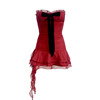 玫瑰时光抹胸连衣裙，女春季红色雪纺，蝴蝶结法式复古生日裙