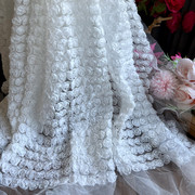 立体小玫瑰花花朵刺绣蕾丝布料面料婚纱礼服装连衣裙花朵蕾丝布料