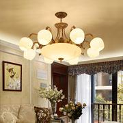 全铜云石吊灯欧式复古铜灯别墅复式楼客厅卧室书房餐厅灯具灯