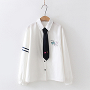 白色衬衫女装2023年秋季领带jk日系长袖衬衣学院风宽松上衣新