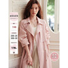 木易易粉色风衣外套，女2024春季中长款小个子高级感气质大衣