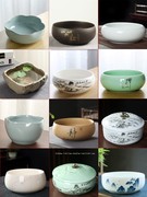 装茶杯的容器带盖水盂茶洗禅意，日式茶渣缸陶瓷罐家用茶具收纳配