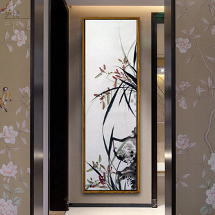 幽香图新中式国画有框画写意，水墨画兰花客厅玄关茶室装饰画竖版