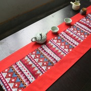 复古东南亚棉麻桌旗拼布茶席泰式D酒店L床旗茶几餐桌长条盖布
