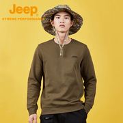 Jeep吉普菠萝纹男士运动卫衣美式圆领透气休闲衣时尚百搭秋装
