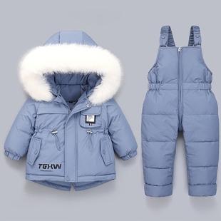 韩版儿童羽绒服宝宝，套装裤子加厚男女童，1-3岁婴幼儿冬装外套