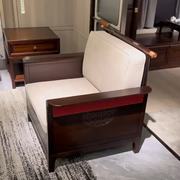 新中式乌金木实木沙发，茶几简约风小户型，别墅客厅酒店家具全屋定制