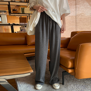 市舶司垂坠飘逸韩国女装，2024春装舒适高腰系带，螺纹休闲长裤