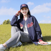 初中生棒球服少女秋装韩版时尚女生绣花立领高中学生短外套潮