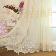 欧式田园刺绣花窗帘成品白色纱帘飘窗韩式窗纱阳台
