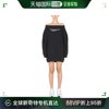 香港直邮Msgm女士连衣裙黑色露肩舒适一体宽松长款印花徽标logo