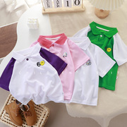 夏季儿童polo衫男女童韩版休闲衬衫中小宝宝短袖单件纯色短袖t恤