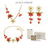 juicygrape设计师款秋冬红色，山楂花朵项链，手链耳环女送礼三件套