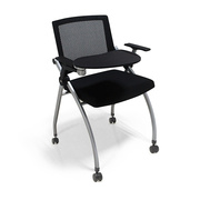 折叠培训椅子带写字板会议椅时尚，办公椅电脑椅四脚带轮会议室椅