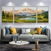 纯手绘油画风景壁画聚宝盆，客厅装饰画沙发背景墙挂画定制