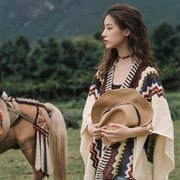 波西米亚民族风针织披肩外搭斗篷女夏季旅行新疆川西旅游穿搭草原