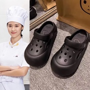 厨房防滑鞋女餐饮专用女鞋防水凉鞋，专业厨师黑色，鞋子工作上班凉鞋