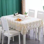 PVC桌布防水防油防烫免洗茶几餐桌垫长方形家用烫金蕾丝欧式台布