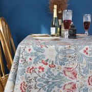 棉麻桌布美式轻奢莫里斯欧式花卉客厅台布田园长方形家用餐桌台布