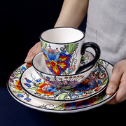 欧美客创意餐具不规则牛排盘子欧式西餐盘家用手绘陶瓷盘沙拉碗