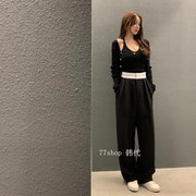 韩国女装 AUBEZEST 2023秋款 白色腰封直筒西裤正装裤