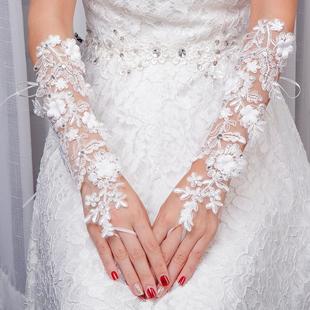 结婚新娘婚纱手套，新娘晚装手套礼服蕾丝短手套