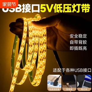 灯带led自粘背胶5V低压超亮USB接口电池款电视背景墙装饰氛围灯条