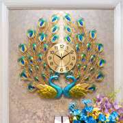 孔雀挂钟客厅家用时尚创意钟表，静音简约装饰壁钟欧式时钟石英钟大