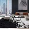 现代轻奢牛皮地毯拼接客厅家用黑白北欧沙发茶几卧室床边毯新中式